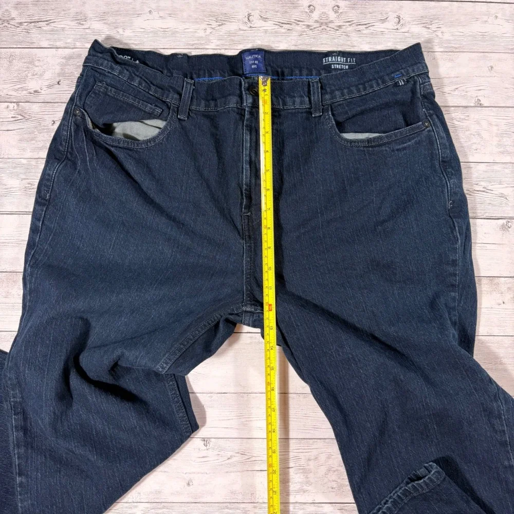 Nautica Mens Straight Fit Stretch Jeans Dark Wash Indigo Denim 38x32 RP8304